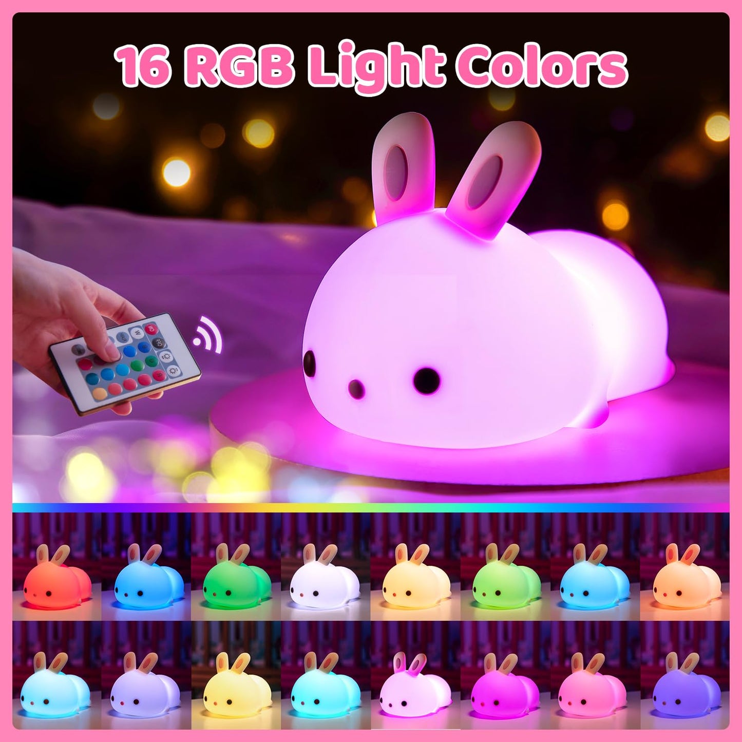 DreamBunny Glow Light – 16 Color Changing Silicone Night Lamp for Kids