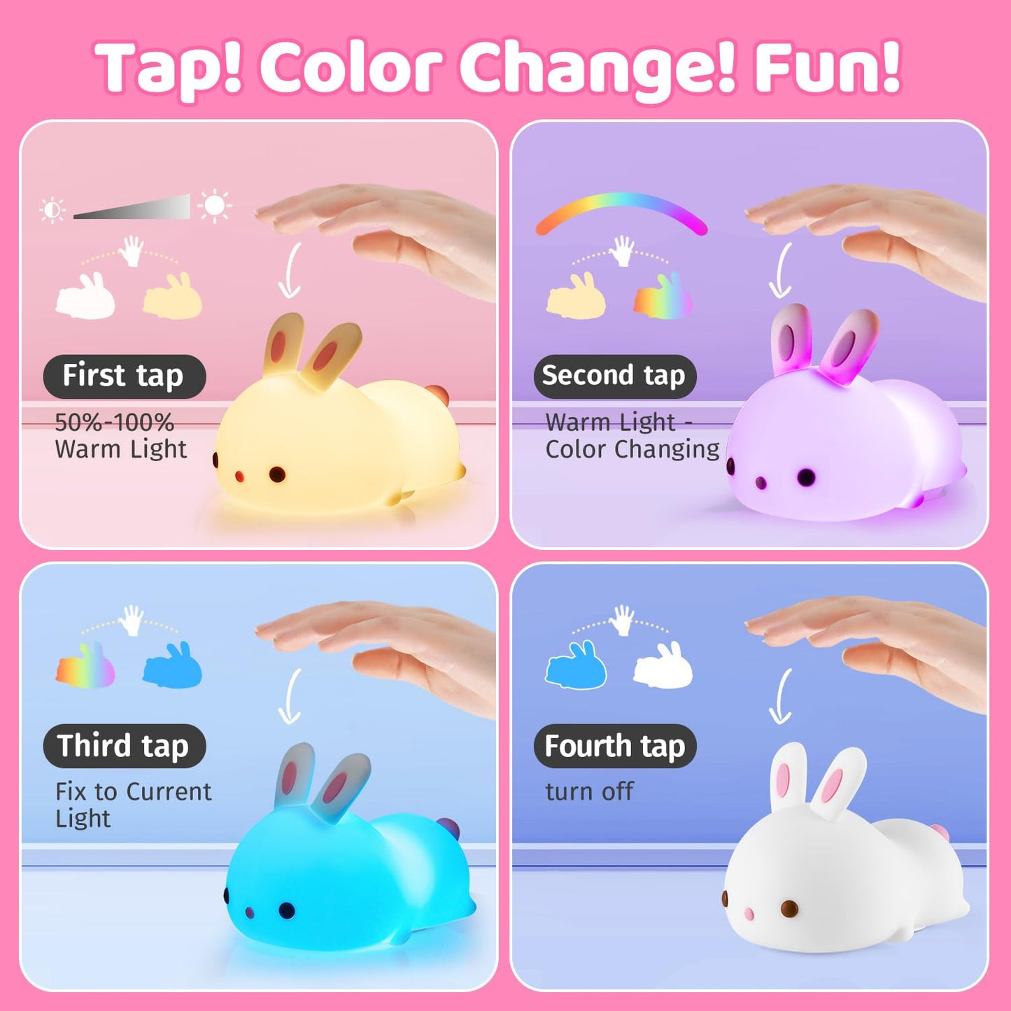 DreamBunny Glow Light – 16 Color Changing Silicone Night Lamp for Kids